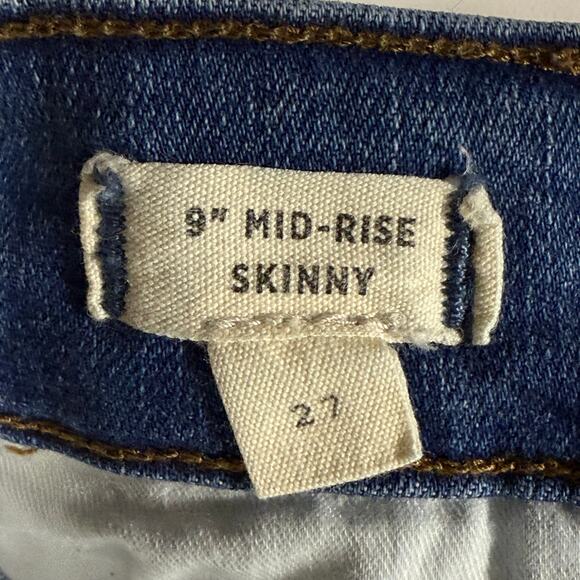 Madewell Mid Rise Skinny Jeans Women’s 27 Blue Distressed Raw Hem - Picture 6 of 9